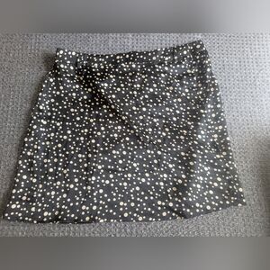 Polka Dot A-Line Skirt - Black and Cream